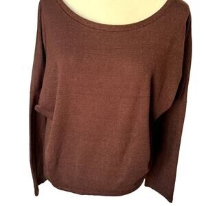 UGET Women's Brown Pullover Sweater Size Large Long Tail Butterfly Sleeve